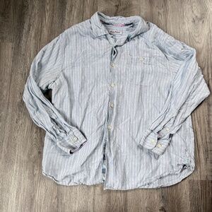 Tommy Bahama Button Up Shirt Mens 1XLB Linen Blend Long Sleeve Flip Cuff stripe